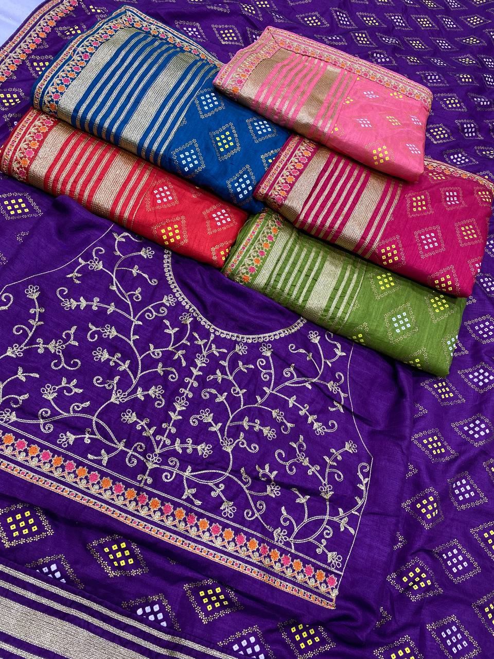 Rani Pink Wedding Wear Vichitra Silk Saree