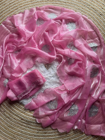 Pink Zimmy Choo Shimmer Tissue Saree