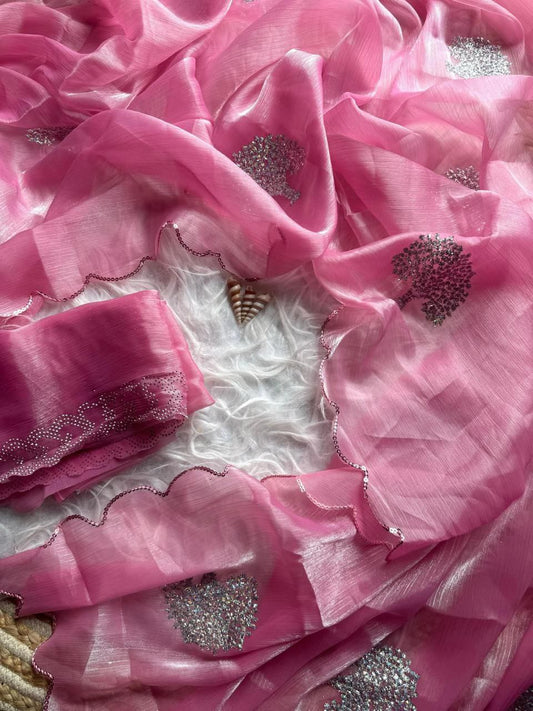 Pink Zimmy Choo Shimmer Tissue Saree