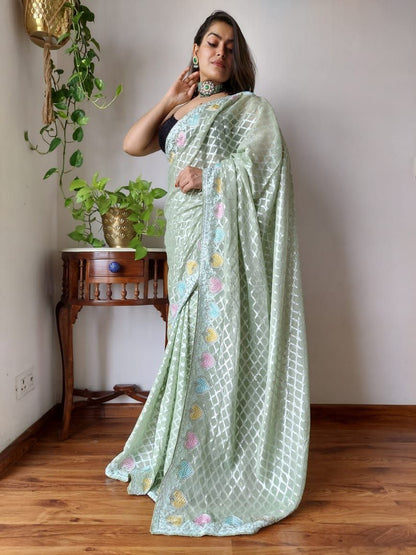 Pista Designer Party Wear Georgette Saree