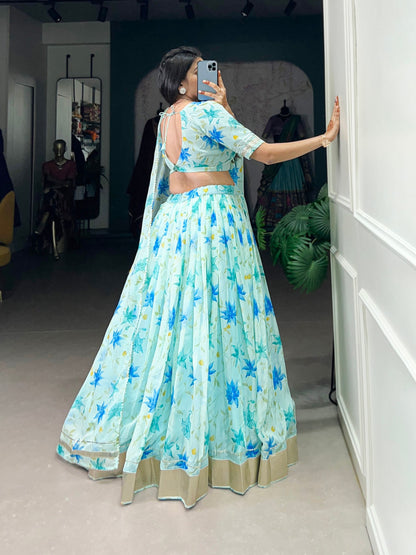 Pista Tabby Silk Lehenga Choli