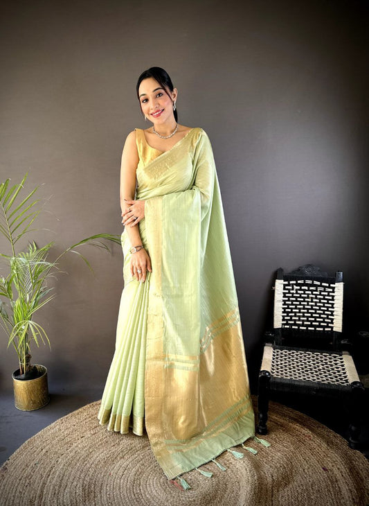 Pista Traditional Cotton Saree