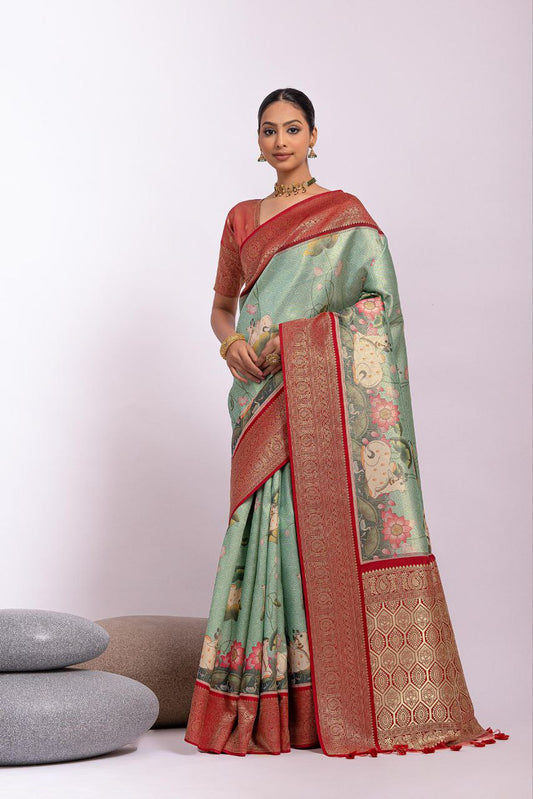 Pista Wedding Wear Kanjivaram Silk Saree