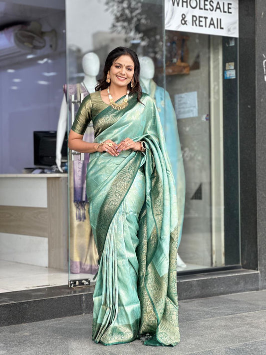 Pista Wedding Wear Soft Silk Saree