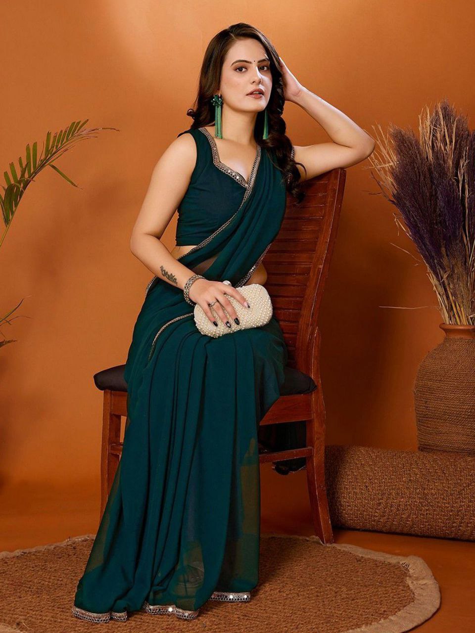 Stylish Plain Georgette Saree