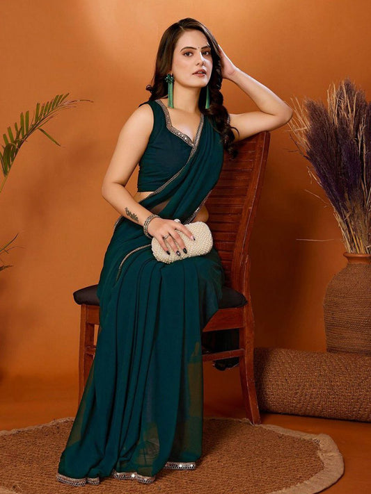 Stylish Plain Georgette Saree