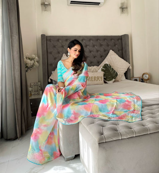 Prism Printed Rangoli Silk Saree