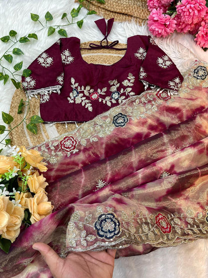 Prism Printed Twill Net Saree