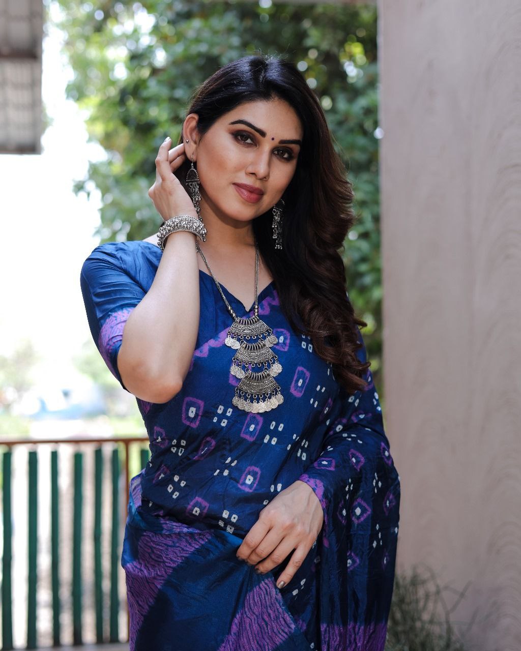 Blue Pure Bandhej Silk Saree