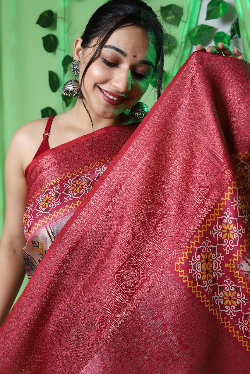 Pure Digital Printed Kanchipuram Silk Saree