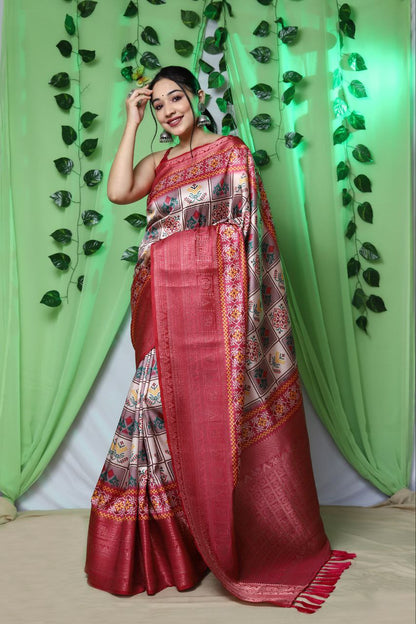 Pure Digital Printed Kanchipuram Silk Saree