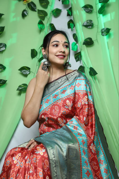 Pure Digital Printed Kanchipuram Silk Saree