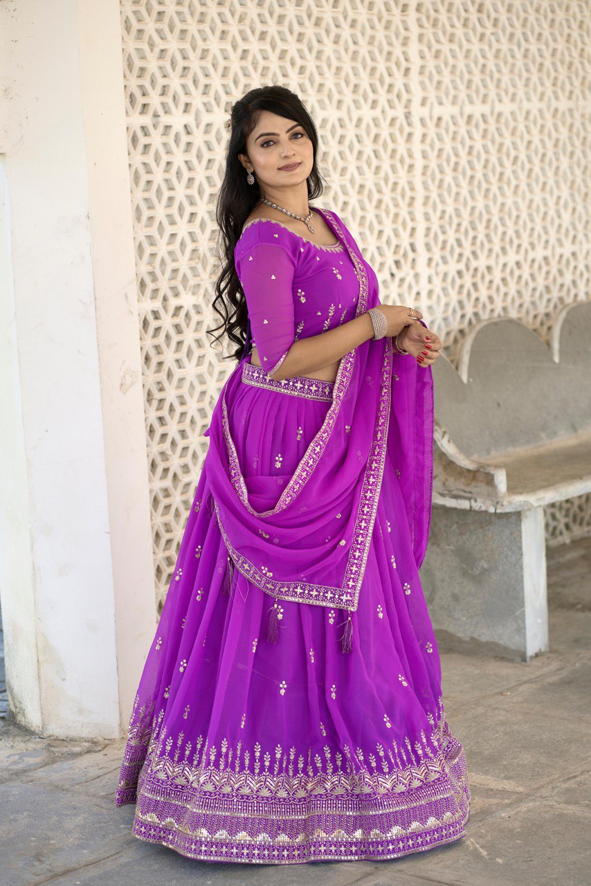 Purple Designer Georgette Lehenga Choli