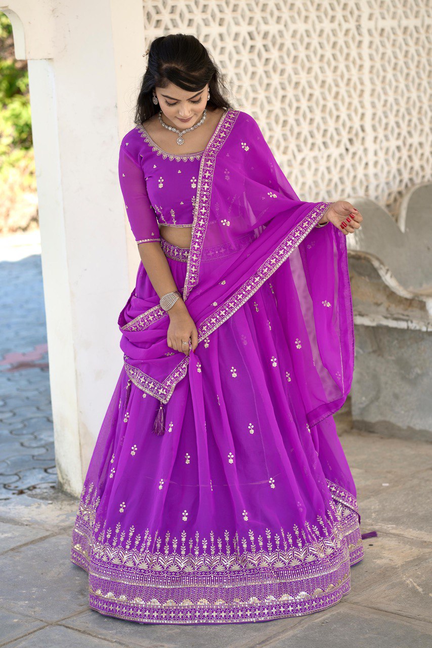 Purple Designer Georgette Lehenga Choli
