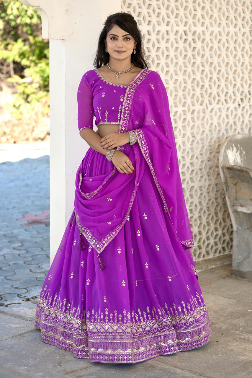 Purple Designer Georgette Lehenga Choli