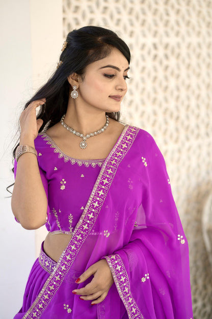 Purple Designer Georgette Lehenga Choli
