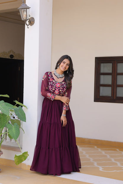 Purple Designer Georgette Gown