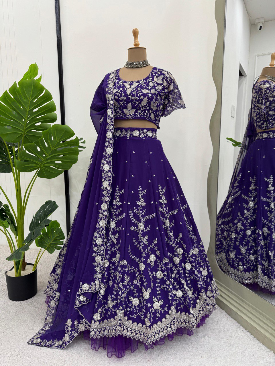 Purple Designer Georgette Lehenga