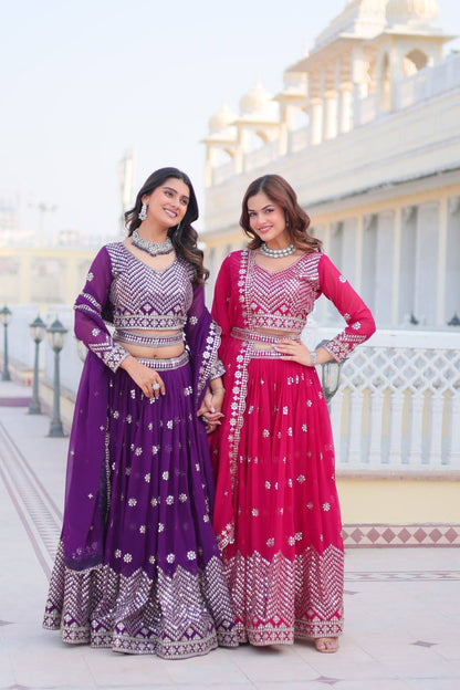 Purple Designer Georgette Lehenga For Wedding