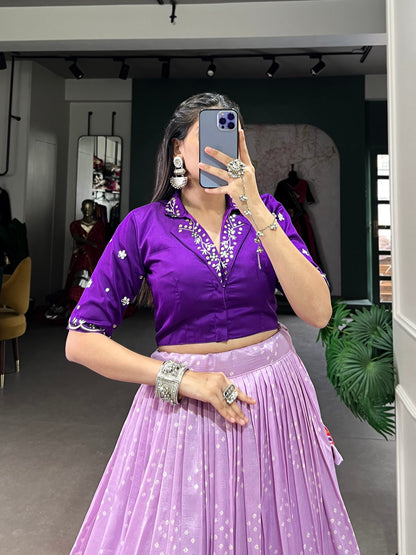 Purple Designer Tussar Silk Lehenga Choli