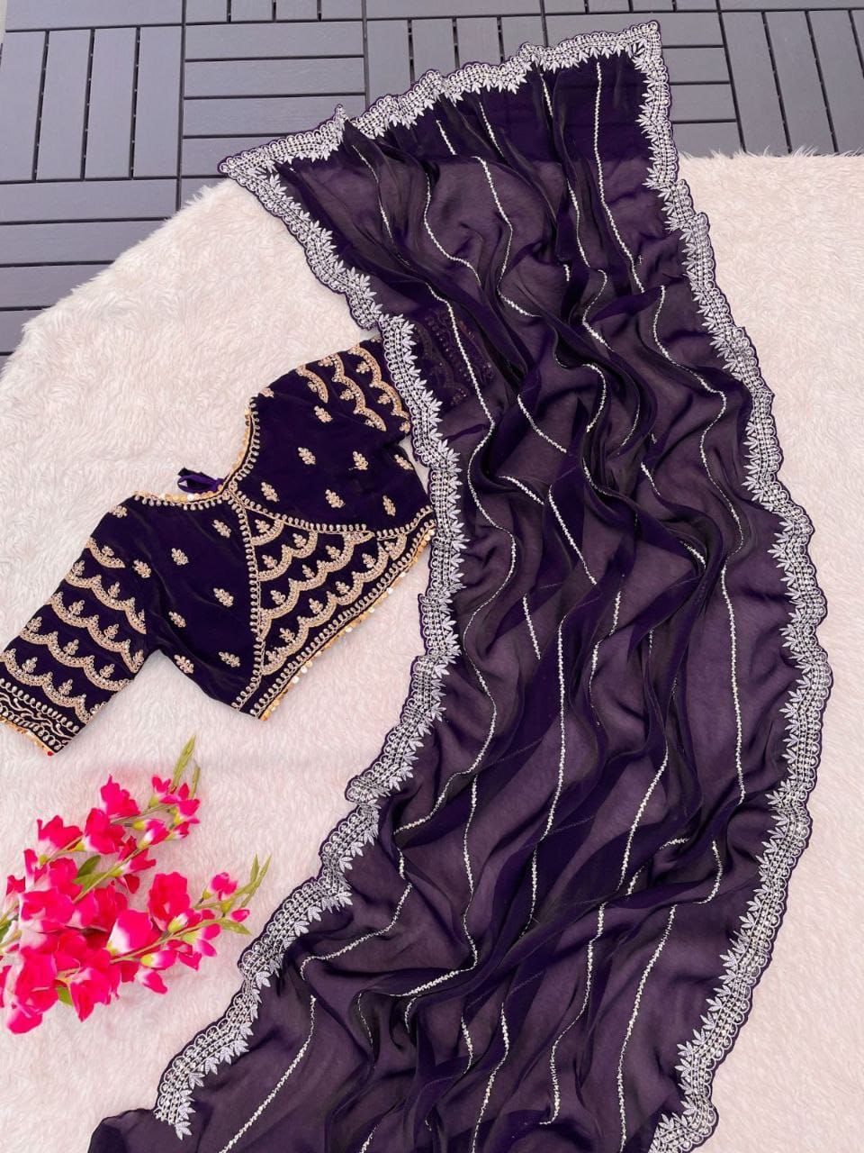 Purple Designer Zimmy Choo Saree