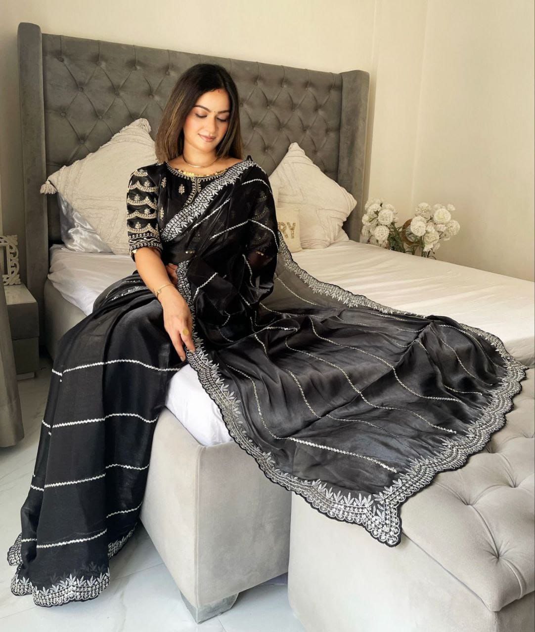 Black Designer Zimmy Choo Saree