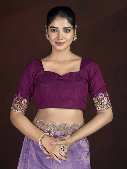 Purple Fancy Gold Crunchy Saree