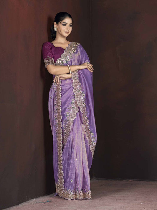 Purple Fancy Gold Crunchy Saree