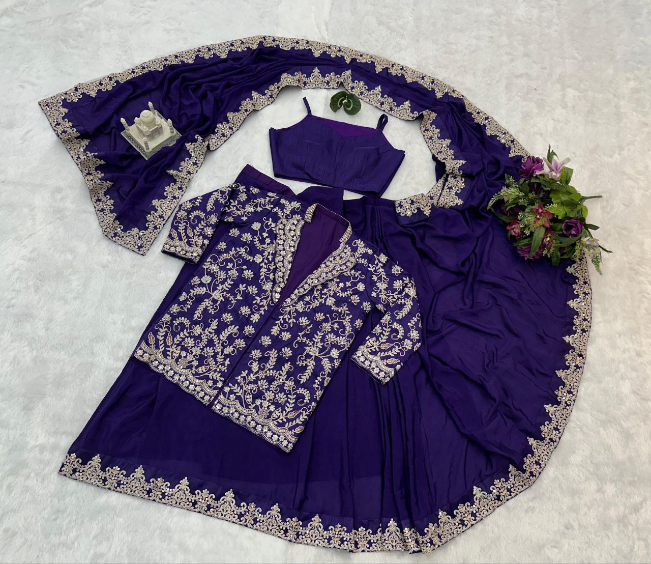 Purple Indo Western Ready To Wear Saree