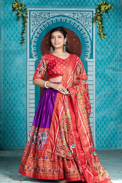 Purple Paithani & Patola Printed Dola Silk Lehenga