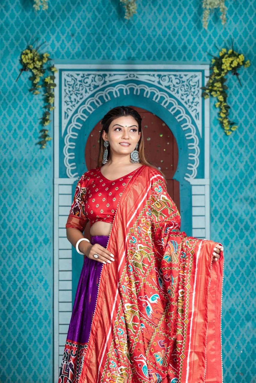 Purple Paithani & Patola Printed Dola Silk Lehenga