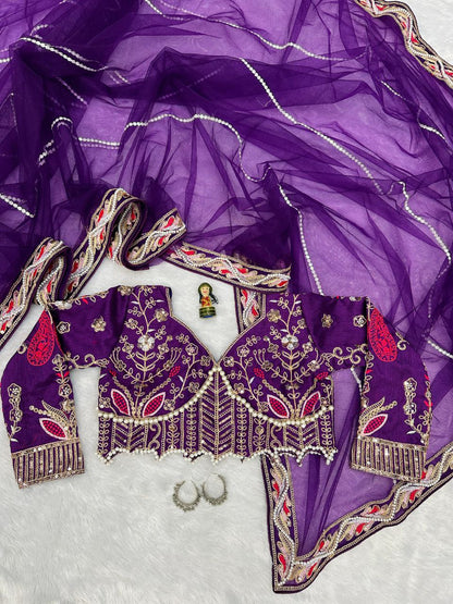 Purple Party Wear Butterfly Net Saree