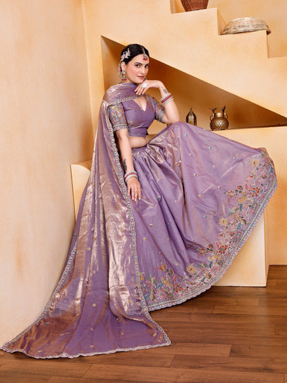 Purple Party Wear Fendy Silk Saree
