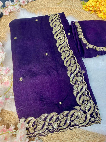 Purple Party Wear Silk Saree