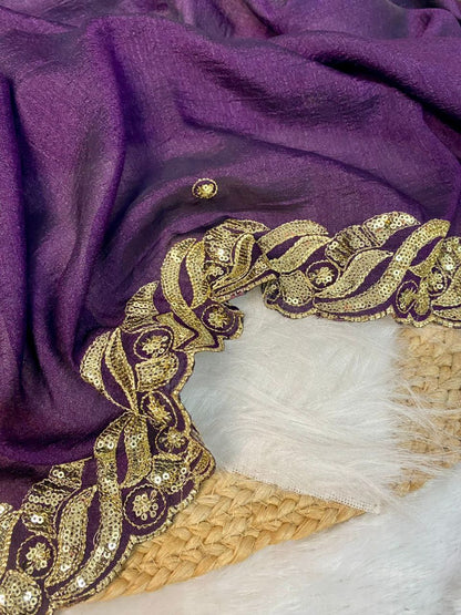 Purple Party Wear Silk Saree