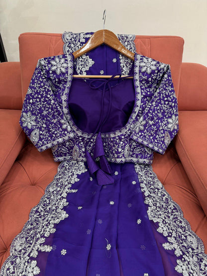 Purple Party Wear Tabby Silk Saree