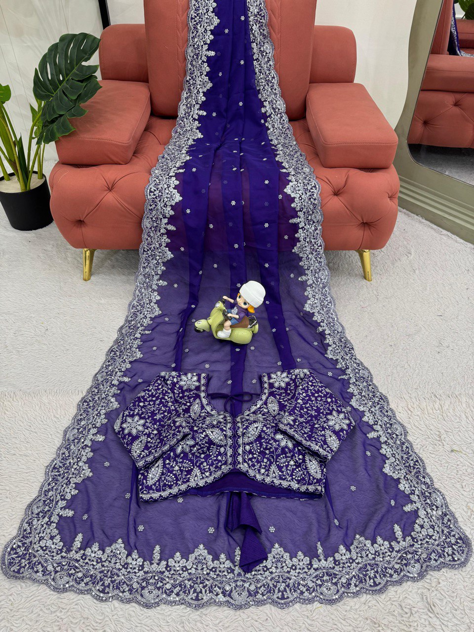 Purple Party Wear Tabby Silk Saree