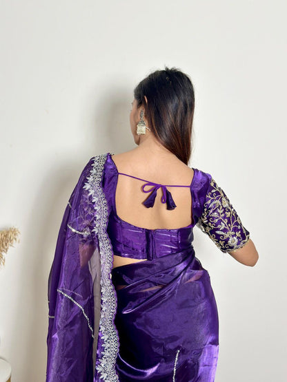 Purple Party Wear Zimmy Chhoo Silk Saree