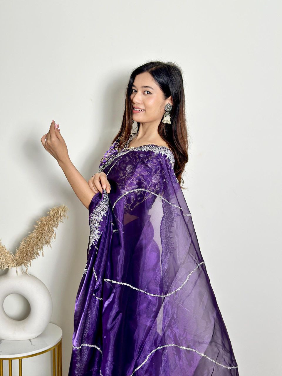 Purple Party Wear Zimmy Chhoo Silk Saree