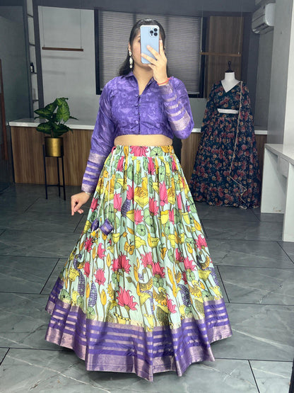 Purple Printed Ethnic Silk Co-ord Set