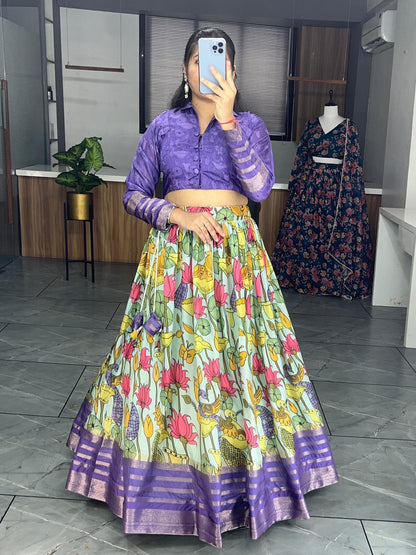 Purple Printed Ethnic Silk Co-ord Set
