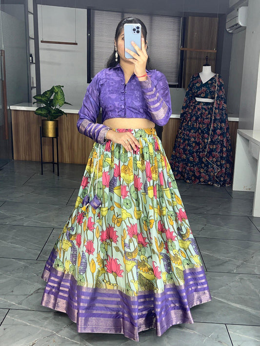 Purple Printed Ethnic Silk Co-ord Set