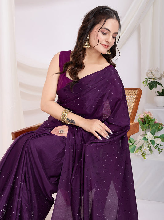 Purple Ready To Wear Rangoli Silk Saree
