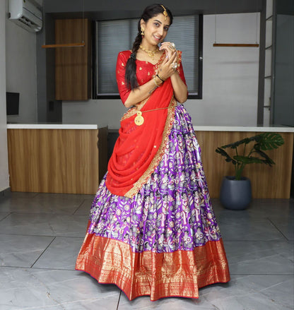 Purple & Red Designer Georgette Lehenga Choli