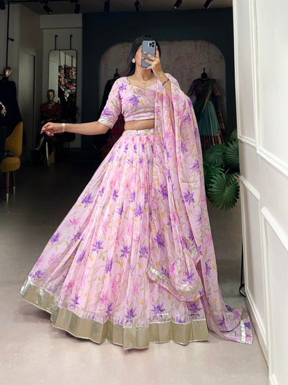 Purple Tabby Silk Lehenga Choli