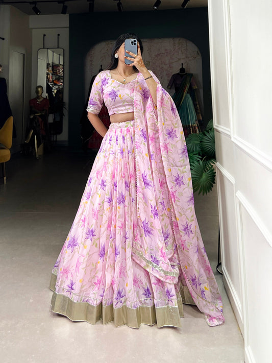 Purple Tabby Silk Lehenga Choli