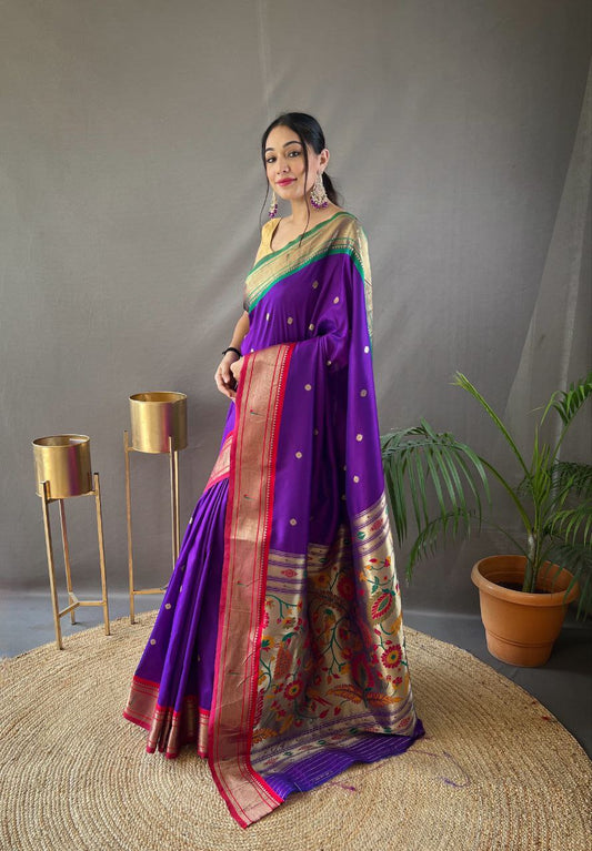 Purple Traditional Marathi Paithani Saree