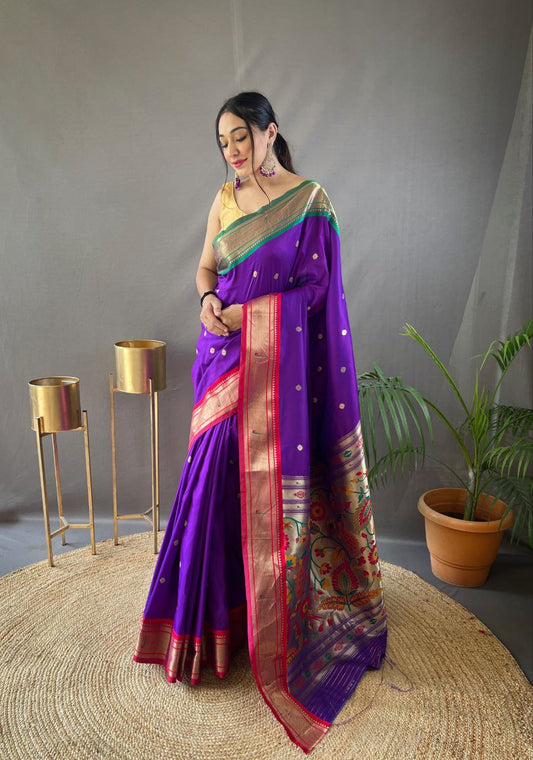 Purple Traditional Marathi Paithani Saree