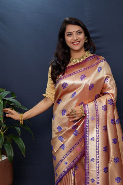 Purple Traditional Paithani Handloom Silk Saree