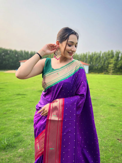 Purple Traditional Paithani Weaving Saree